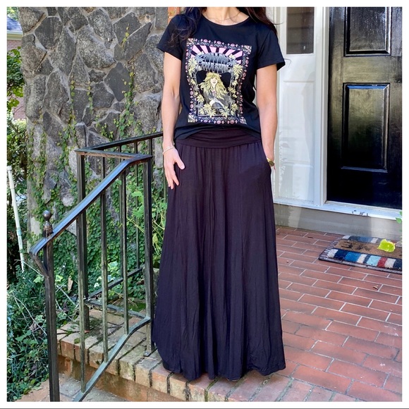 ✨LAST ONE✨Black Fold Waist Side Pockets Maxi Skirt - Picture 6 of 11